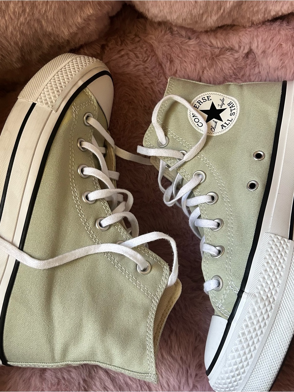 Converse All Star High-Top PLATFORM Sneakers in Sage Green - Picture 2 of 7